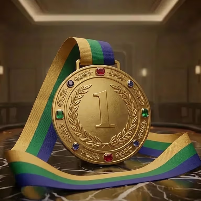 First-place gold medal with ribbon showcasing premium rewards at SMARTPARI Casino.